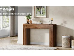 140 cm de largo, mesa estrecha para sofá, mesa detrás del sofá, mesa de entrada moderna de madera para el porche, el pasillo, el salón