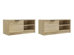 2 pzas Muebles TV madera contrachapada roble 80x35x36,5 cm YOE26863