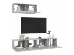 3 pzas Muebles TV madera ingeniería gris hormigón YOE35509