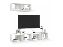 3 pzasMuebles de TV de madera de ingeniería blanco YOE73416