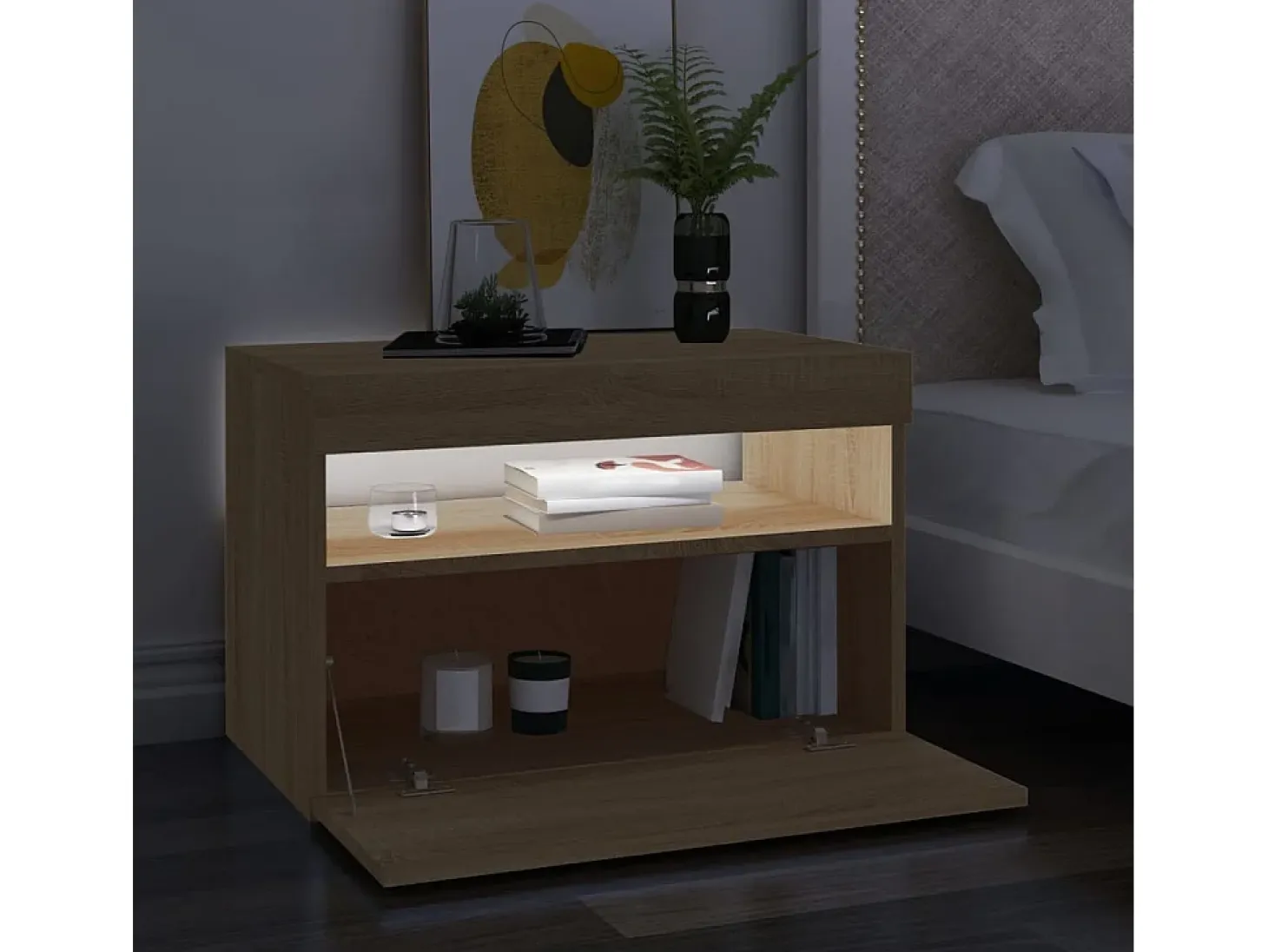 2 uds Muebles TV con luces LED roble Sonoma 60x35x40 cm YOE38552
