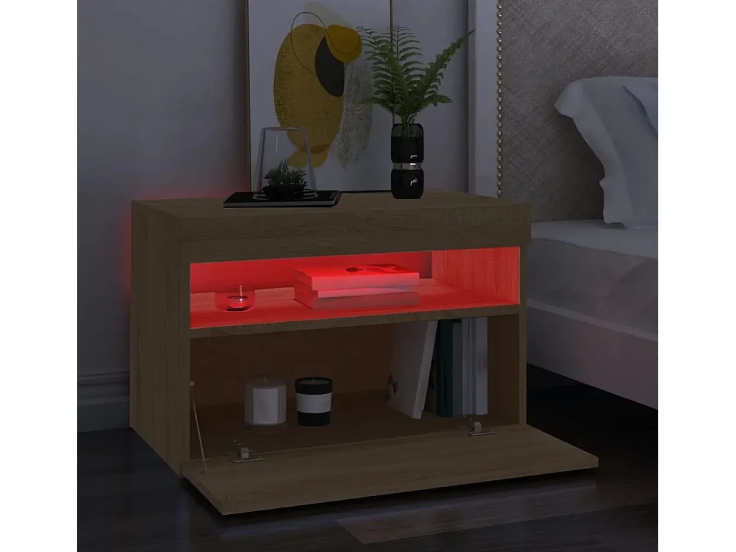 2 uds Muebles TV con luces LED roble Sonoma 60x35x40 cm YOE38552