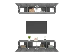 4 uds Muebles TV madera contrachapada gris Sonoma 80x30x30 cm YOE15117