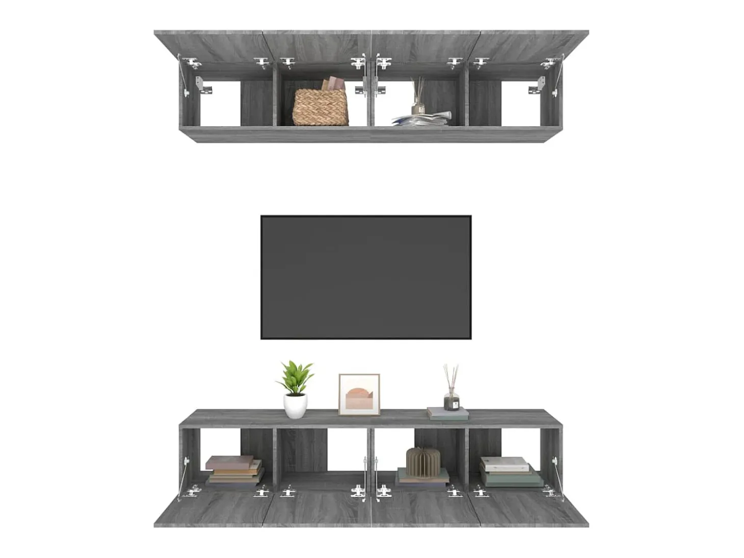 4 uds Muebles TV madera contrachapada gris Sonoma 80x30x30 cm YOE15117
