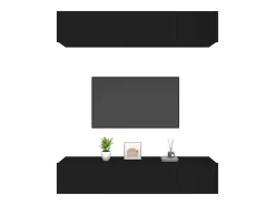 4 uds Muebles TV madera contrachapada negro 80x30x30 cm YOE86027