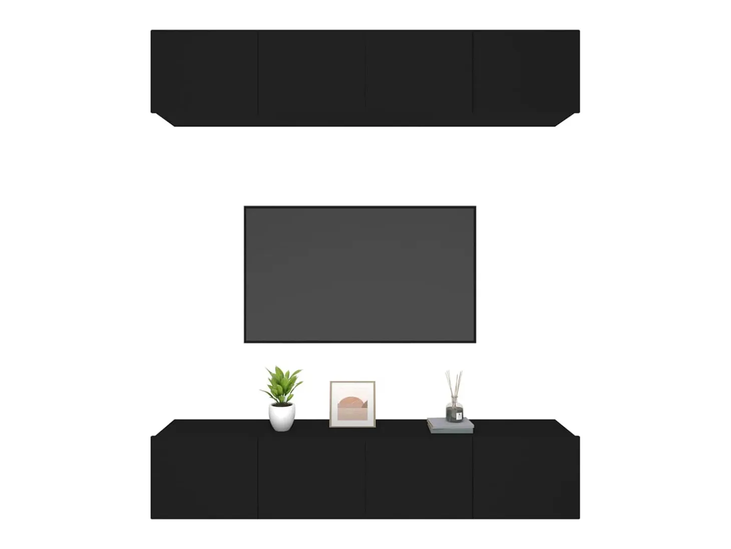 4 uds Muebles TV madera contrachapada negro 80x30x30 cm YOE86027