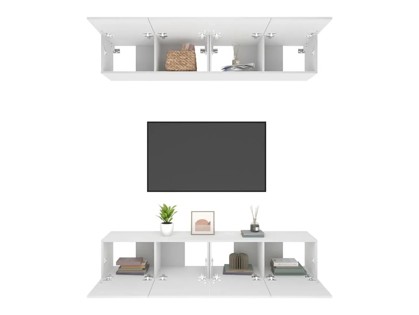 4 uds Muebles TV madera contrachapada blanco 80x30x30 cm YOE16635