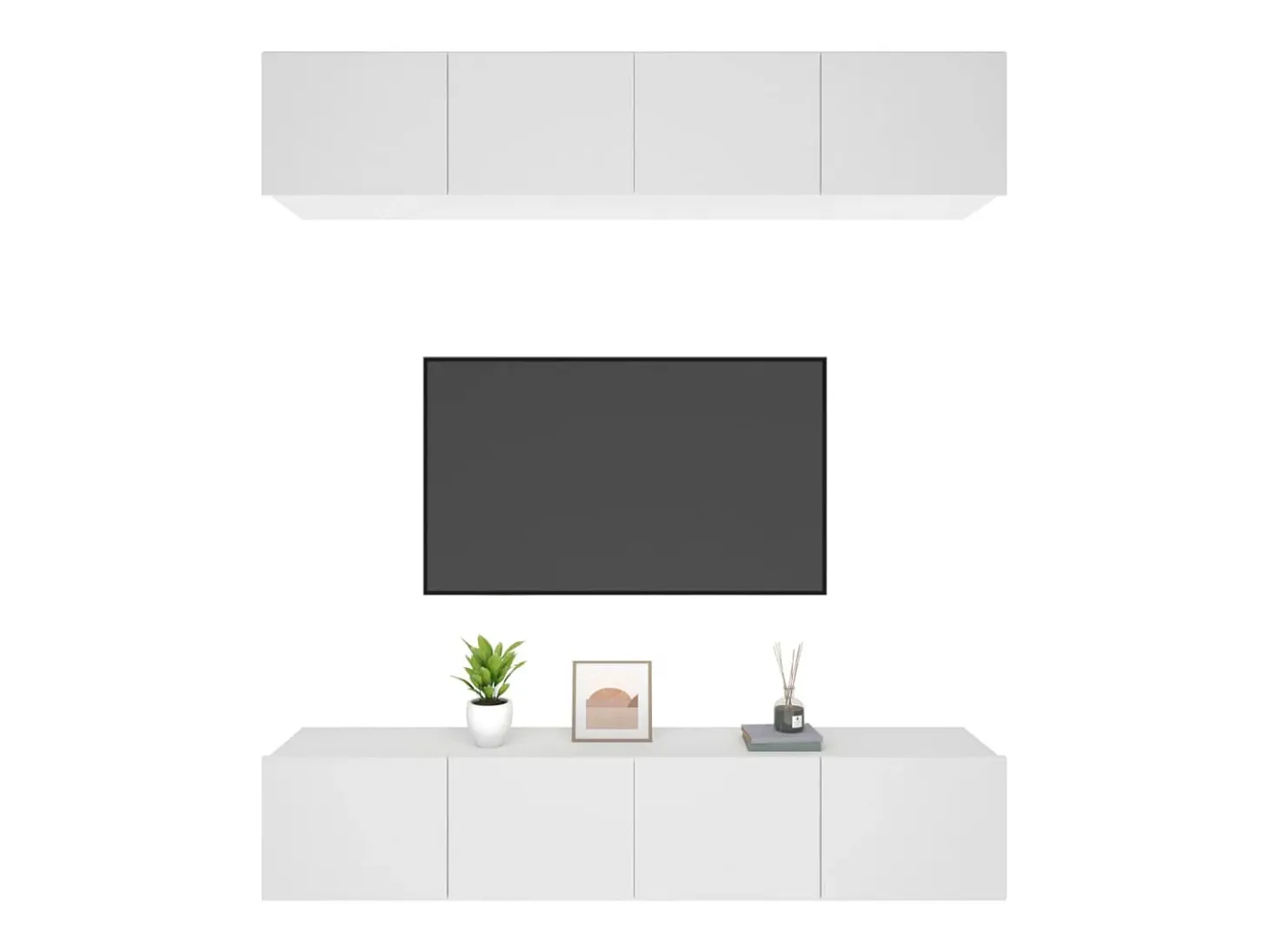 4 uds Muebles TV madera contrachapada blanco 80x30x30 cm YOE16635