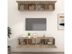 4 uds Muebles TV madera contrachapada roble Sonoma 80x30x30 cm YOE64950