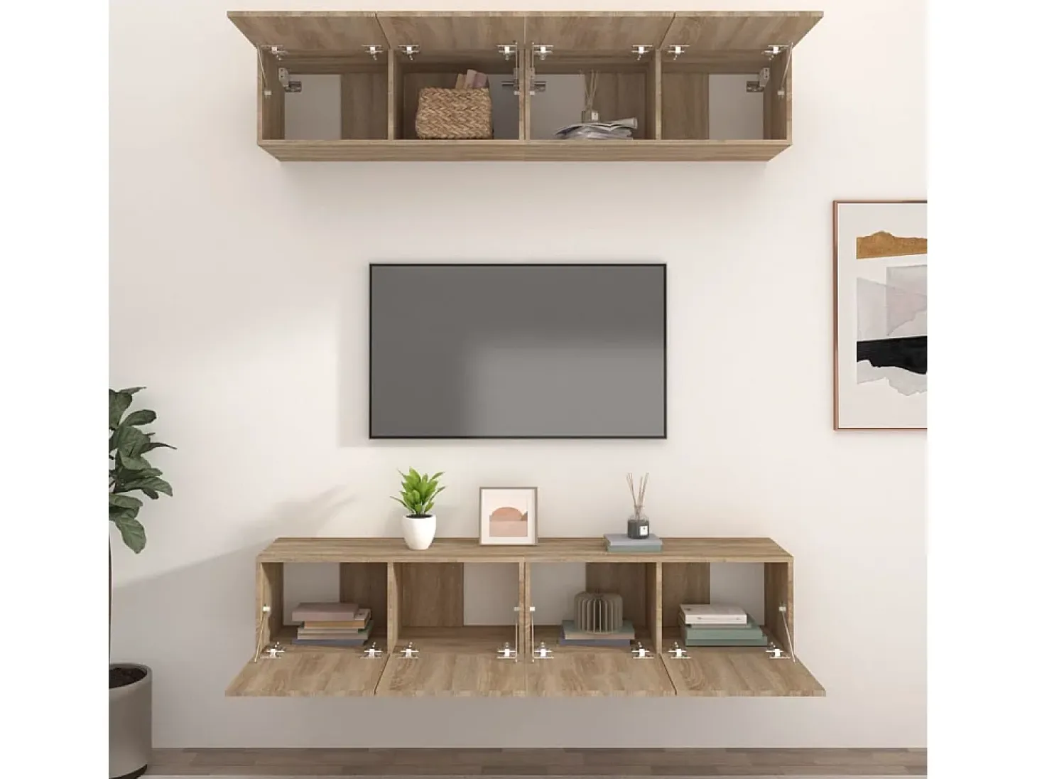 4 uds Muebles TV madera contrachapada roble Sonoma 80x30x30 cm YOE64950