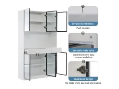 2 Vitrinas altas modernas de cristal - 120 x 36 x 200 cm - con LED + 6 puertas - para colecciones/dormitorio - aglomerado - blanco