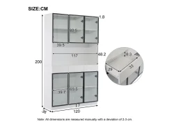 2 Vitrinas altas modernas de cristal - 120 x 36 x 200 cm - con LED + 6 puertas - para colecciones/dormitorio - aglomerado - blanco