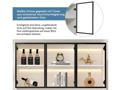 2 Vitrinas altas modernas de cristal - 120 x 36 x 200 cm - con LED + 6 puertas - para colecciones/dormitorio - aglomerado - blanco