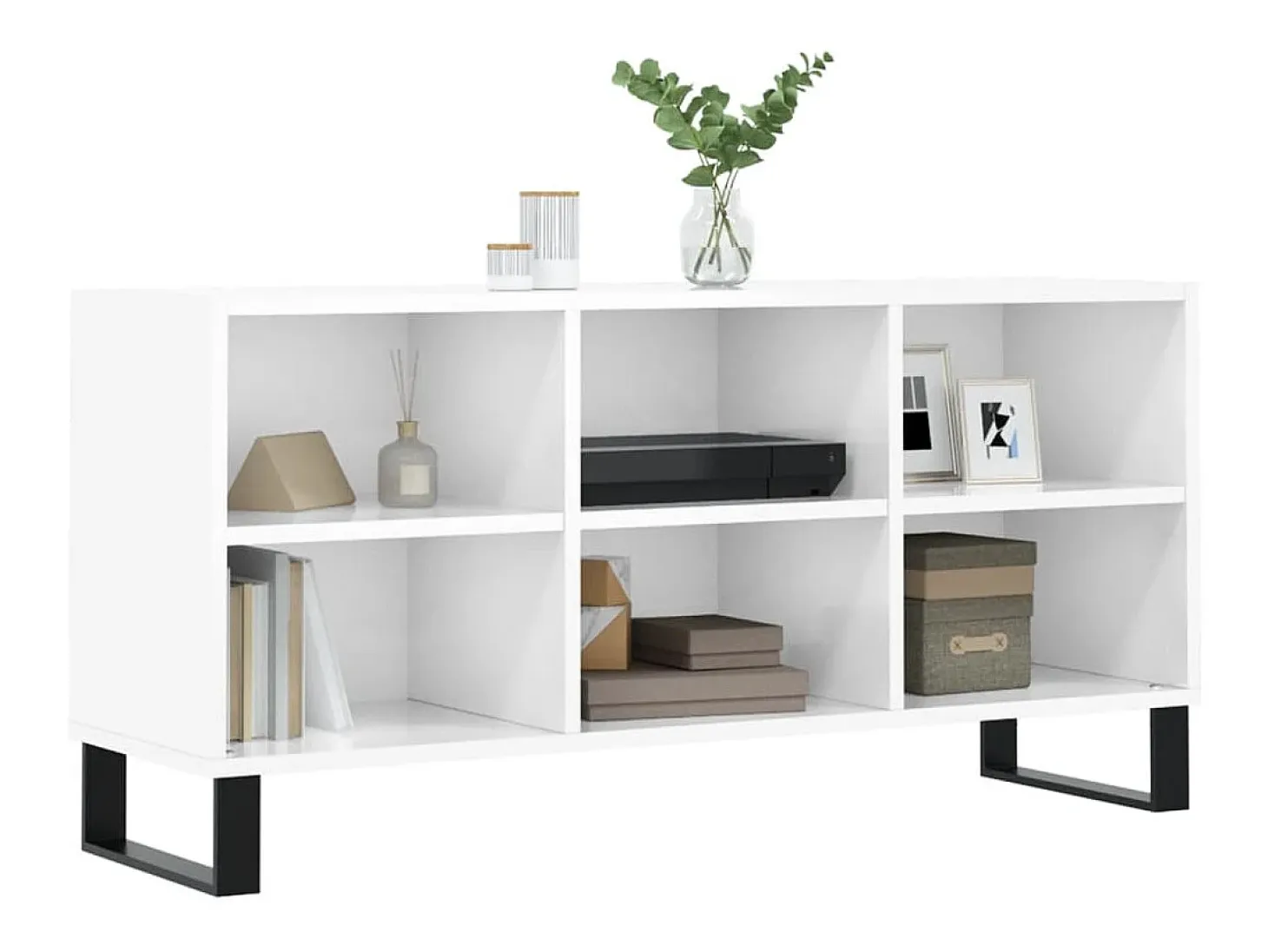 Adolfo Mueble de TV madera de ingeniería blanco brillo 103,5x30x50 cm