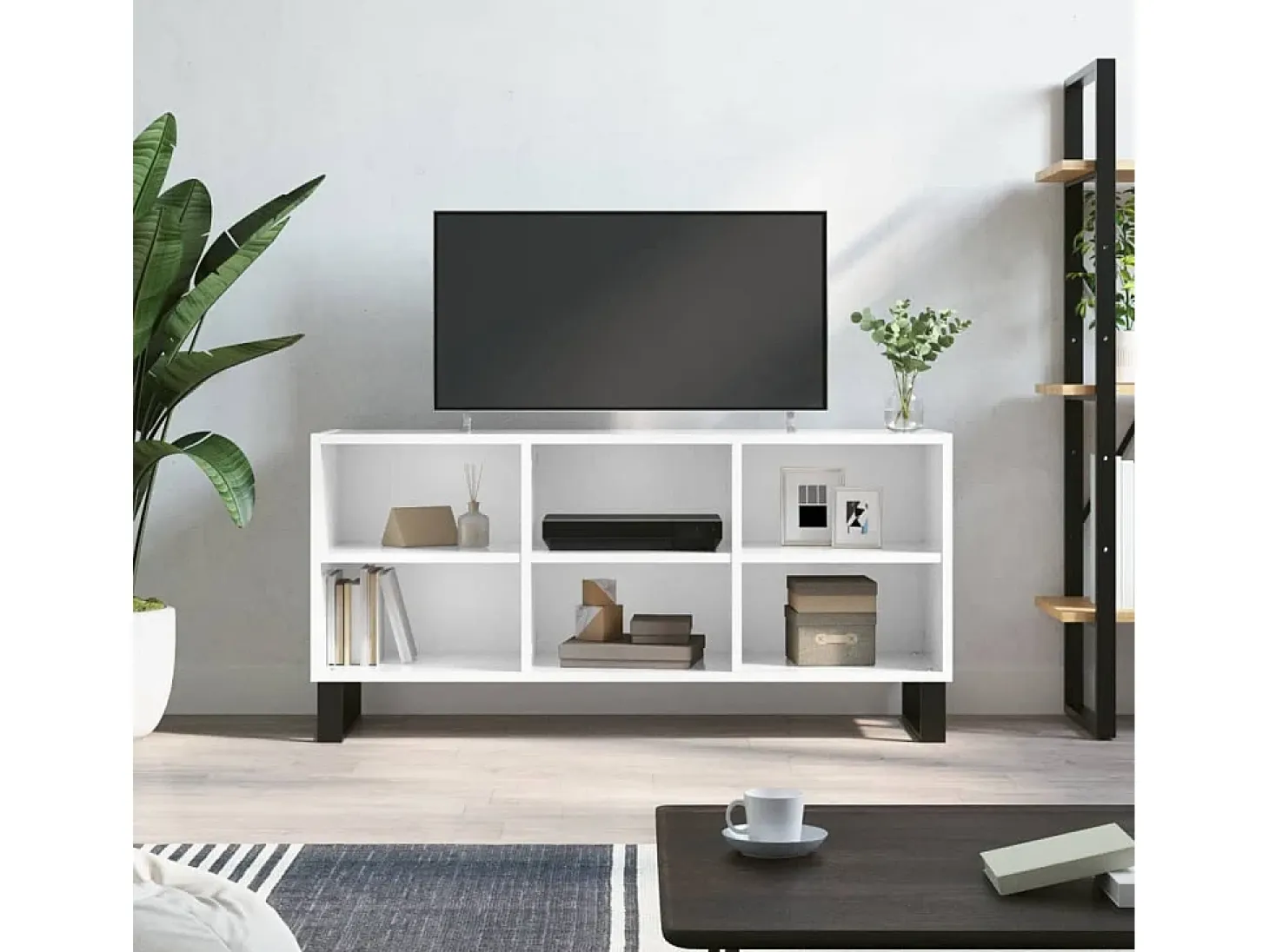 Adolfo Mueble de TV madera de ingeniería blanco brillo 103,5x30x50 cm