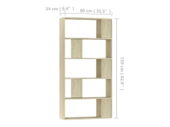 Adrik Estantería madera contrachapada color roble Sonoma 80x24x159 cm