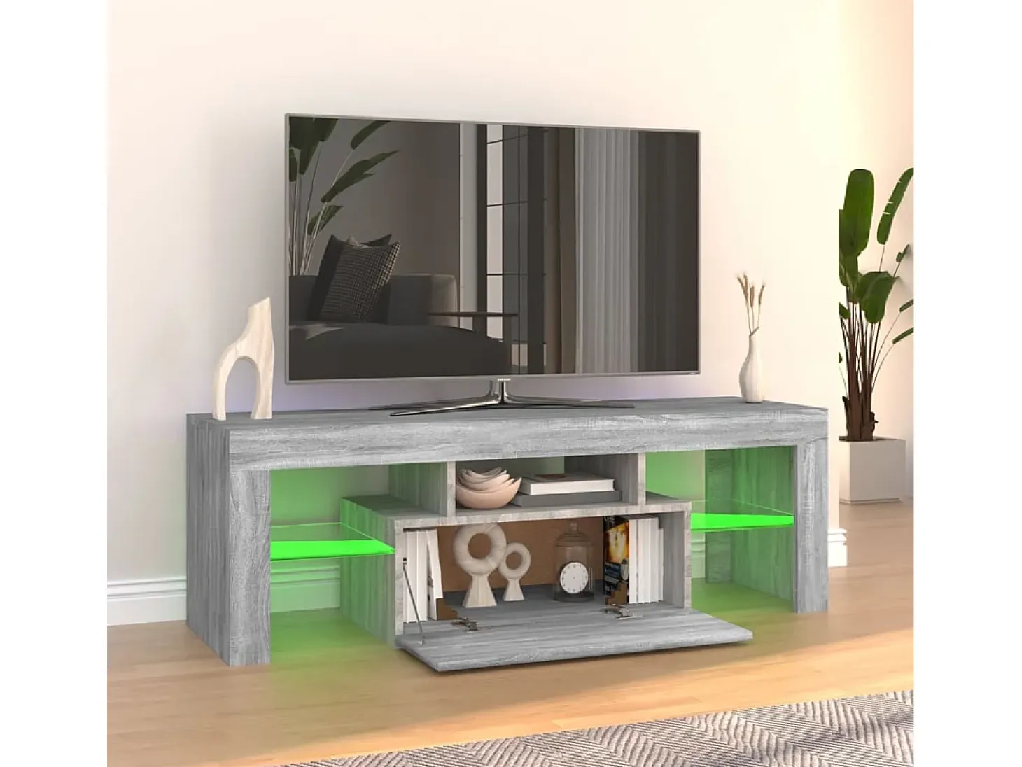 Aiden Mueble de TV con luces LED gris Sonoma 120x35x40 cm