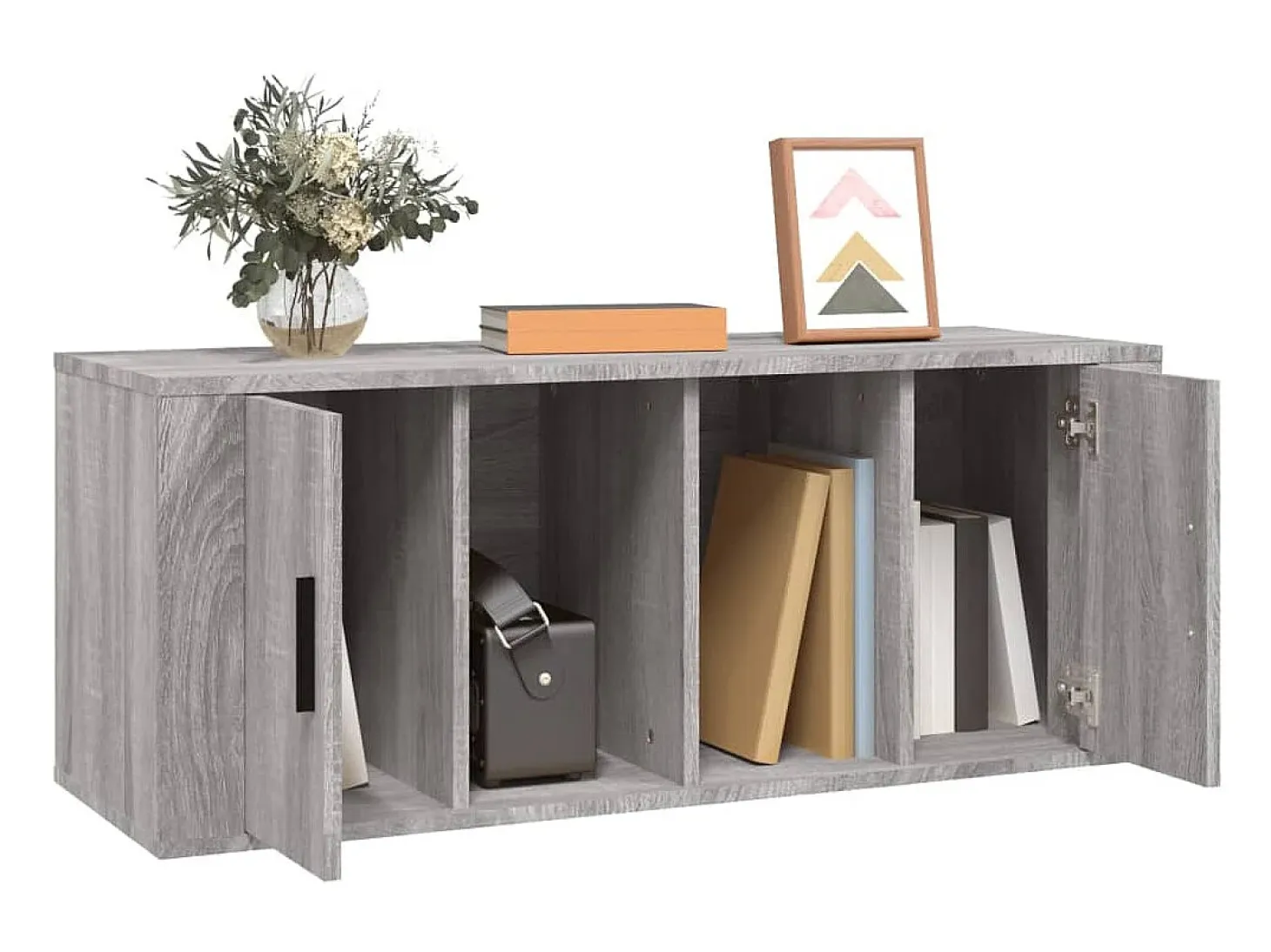 Alfinn Mueble de TV madera contrachapada gris Sonoma 100x35x40 cm