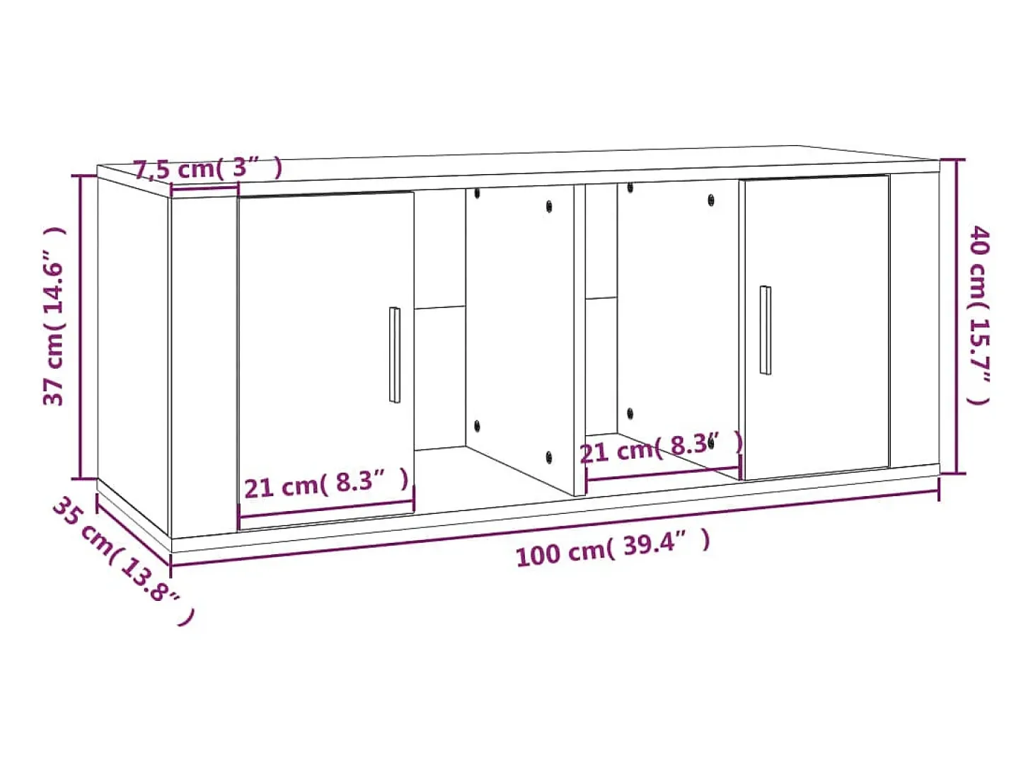 Alfinn Mueble de TV madera contrachapada gris Sonoma 100x35x40 cm