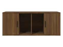 Alfinn Mueble TV madera contrachapada color marrón roble 100x35x40 cm