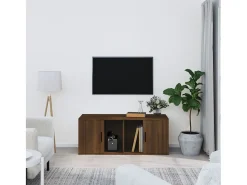 Alfinn Mueble TV madera contrachapada color marrón roble 100x35x40 cm