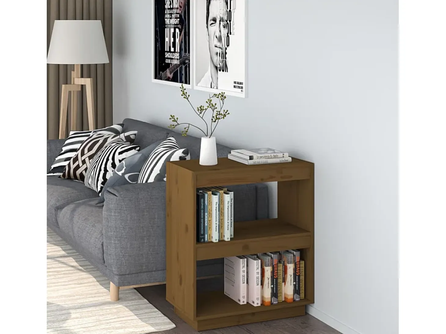 Alisha Estantería madera maciza de pino marrón miel 60x35x71 cm