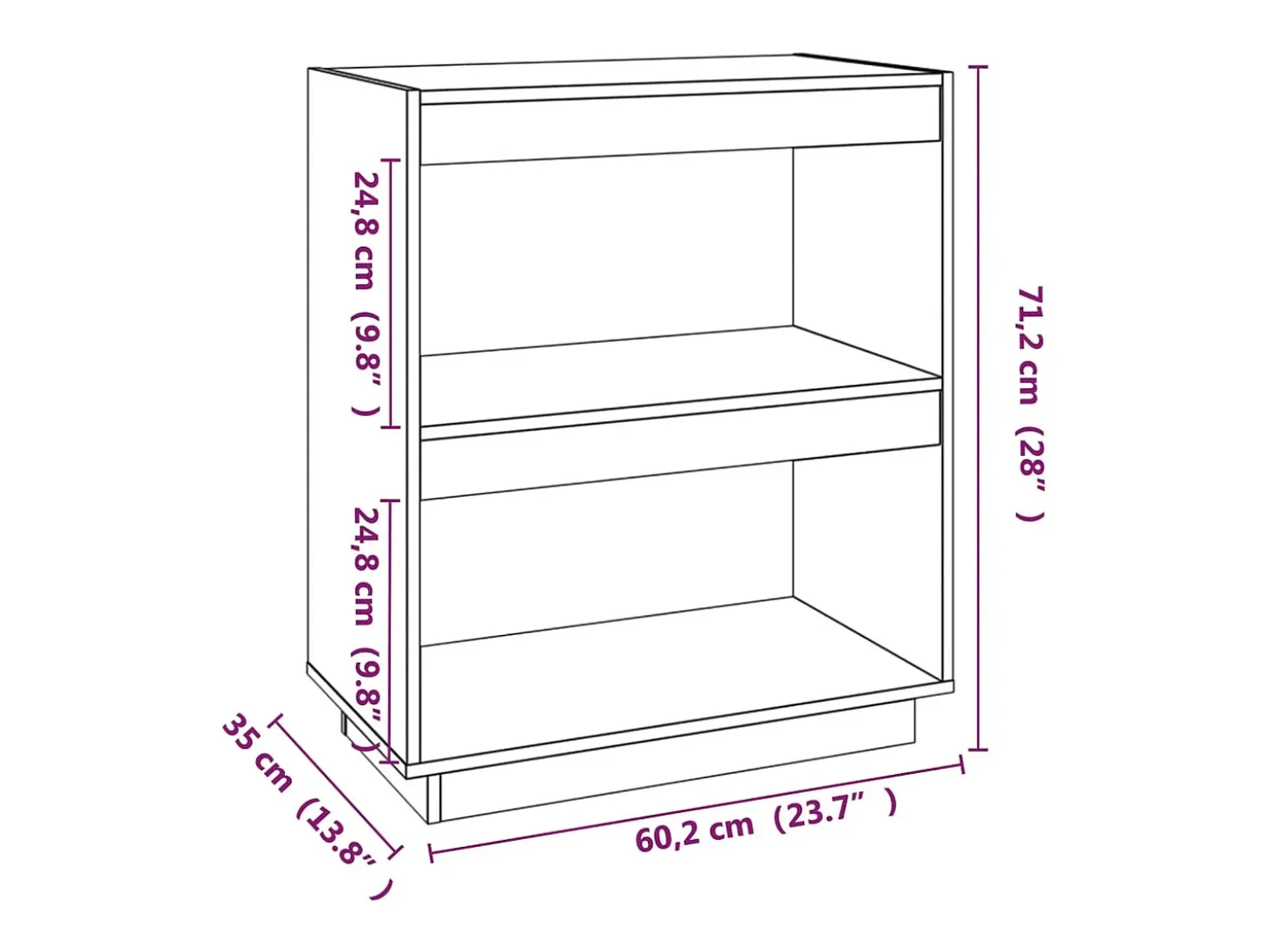 Alisha Estantería madera maciza de pino marrón miel 60x35x71 cm