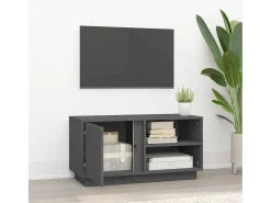 Anne-Suzanne Mueble de TV madera maciza de pino gris 80x35x40,5 cm