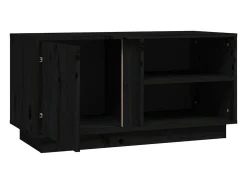 Anne-Suzanne Mueble de TV madera maciza de pino negro 80x35x40,5 cm