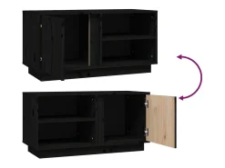 Anne-Suzanne Mueble de TV madera maciza de pino negro 80x35x40,5 cm