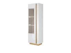 Aparador - 1 puerta - Con LEDs - Blanco brillante y roble - MURARI