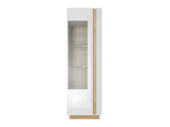 Aparador - 1 puerta - Con LEDs - Blanco brillante y roble - MURARI