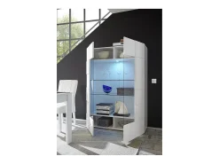 Aparador - LEDS 2 PORTES cristal - Blanco lacado CALISTO