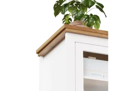 Aparador alto blanco - Aparador con 1 cajón y 5 puertas - Iluminación LED y almacenaje abierto - para cocina y salón