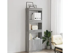 Aparador alto madera de ingeniería gris Sonoma 63x33x180 cm