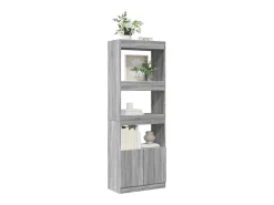 Aparador alto madera de ingeniería gris Sonoma 63x33x180 cm
