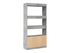 Aparador alto madera de ingeniería gris hormigón 92x33x180 cm
