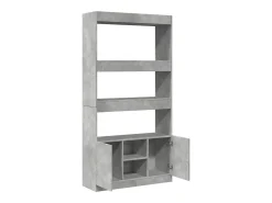 Aparador alto madera de ingeniería gris hormigón 92x33x180 cm