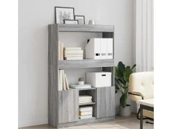 Aparador alto madera de ingeniería gris Sonoma 92x33x140 cm