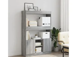 Aparador alto madera de ingeniería gris Sonoma 92x33x140 cm
