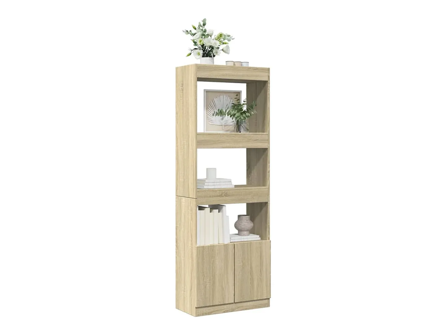 Aparador alto madera de ingeniería roble Sonoma 63x33x180 cm