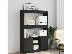 Aparador alto madera de ingeniería negro 92x33x140 cm