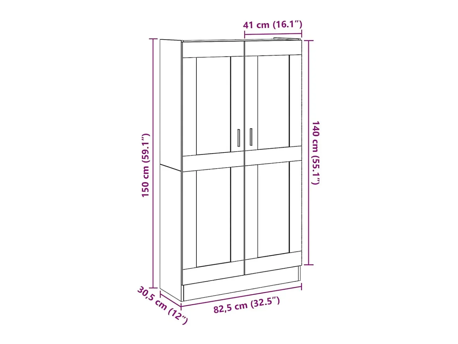 Aparador alto madera ingeniería roble artisan 82,5x30,5x150 cm