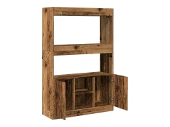 Aparador alto madera ingeniería madera envejecida 92x33x140 cm