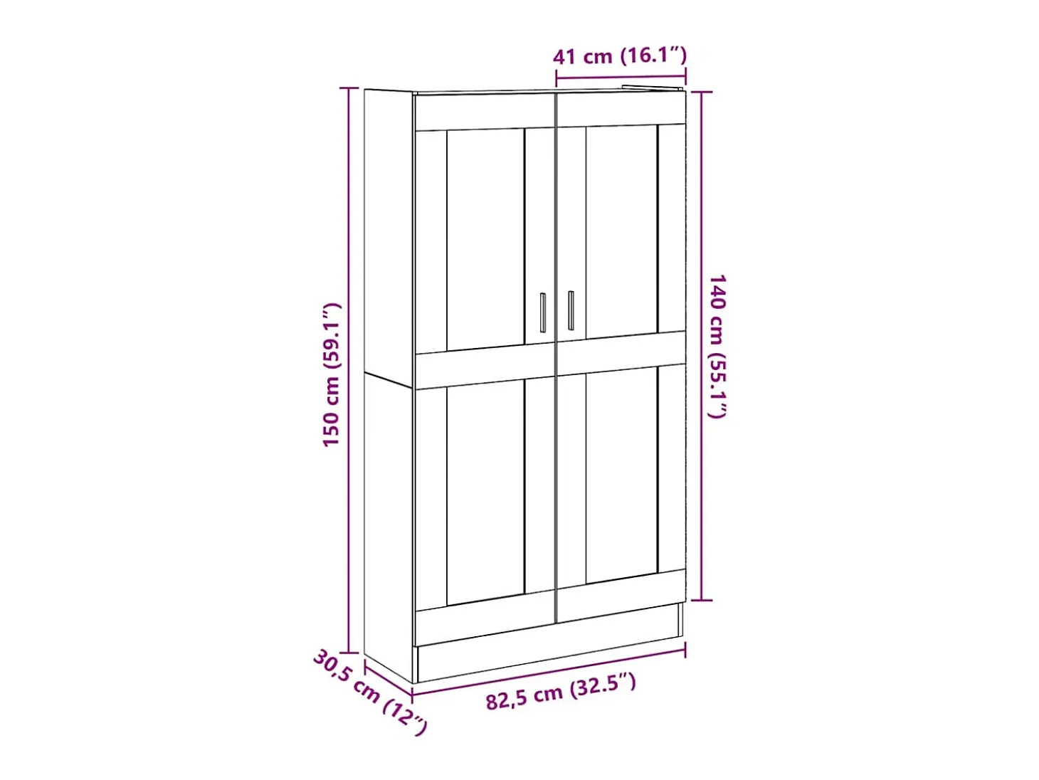 Aparador alto madera vieja 82,5x30,5x150 cm madera contrachapada