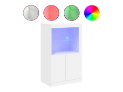 Aparador con luces LED madera de ingeniería blanco