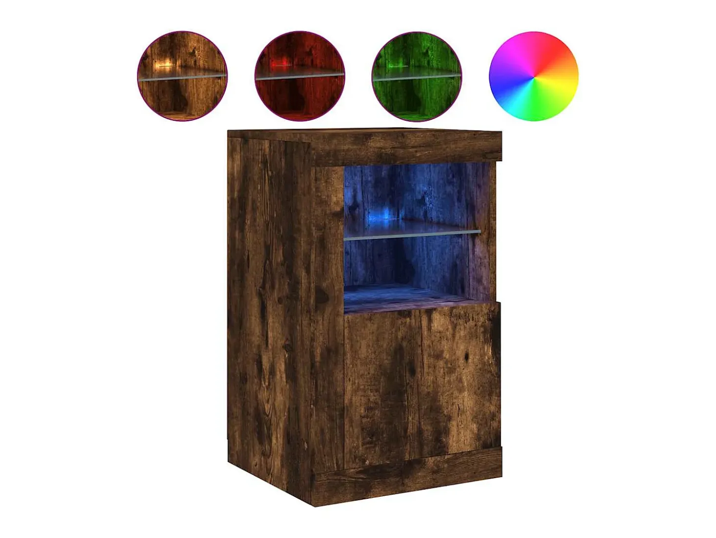 Aparador con luces LED madera de ingeniería roble ahumado