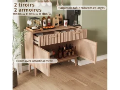 Aparador de 100 cm, mueble de almacenaje con 2 cajones y 2 puertas, mueble de cocina, para salón, madera