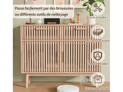 Aparador de 100 cm, mueble de almacenaje con 2 cajones y 2 puertas, mueble de cocina, para salón, madera