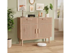Aparador de 100 cm, mueble de almacenaje con 2 cajones y 2 puertas, mueble de cocina, para salón, madera